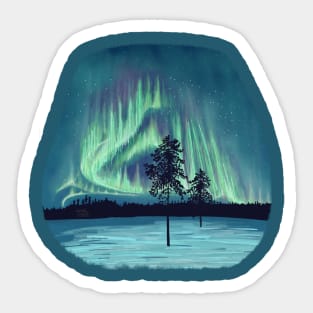 Northern lights winter Sticker